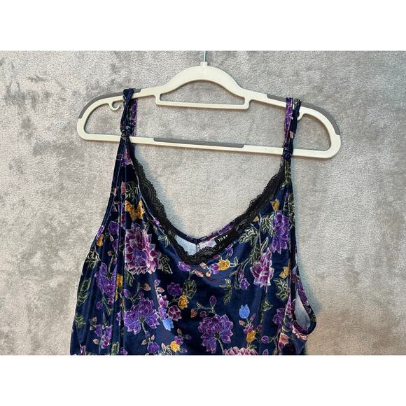 Torrid Velvet Cami Tank Size 5X Navy Purple Floral Lace Trim Boho Cottage Hippie - Picture 3 of 6